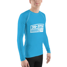 Mens Long Sleeve BJJ Rash Guard - Jiu-Jitsu 006 - Cyan BJJ Exclusive Jiu-Jitsu Jiujitsu Long Sleeve Mens Rash Guard