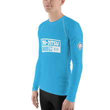 Mens Long Sleeve BJJ Rash Guard - Jiu-Jitsu 006 - Cyan BJJ Exclusive Jiu-Jitsu Jiujitsu Long Sleeve Mens Rash Guard