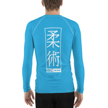 Mens Long Sleeve BJJ Rash Guard - Jiu-Jitsu 006 - Cyan BJJ Exclusive Jiu-Jitsu Jiujitsu Long Sleeve Mens Rash Guard