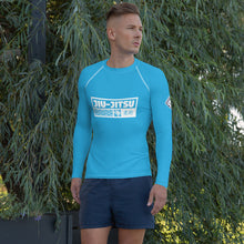 Mens Long Sleeve BJJ Rash Guard - Jiu-Jitsu 006 - Cyan BJJ Exclusive Jiu-Jitsu Jiujitsu Long Sleeve Mens Rash Guard