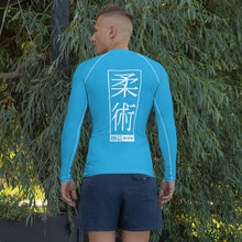 Mens Long Sleeve BJJ Rash Guard - Jiu-Jitsu 006 - Cyan BJJ Exclusive Jiu-Jitsu Jiujitsu Long Sleeve Mens Rash Guard
