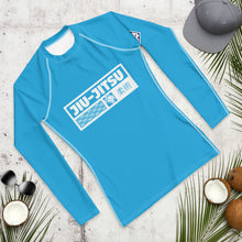 Mens Long Sleeve BJJ Rash Guard - Jiu-Jitsu 006 - Cyan BJJ Exclusive Jiu-Jitsu Jiujitsu Long Sleeve Mens Rash Guard