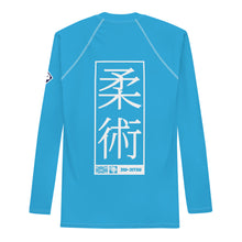Mens Long Sleeve BJJ Rash Guard - Jiu-Jitsu 006 - Cyan BJJ Exclusive Jiu-Jitsu Jiujitsu Long Sleeve Mens Rash Guard