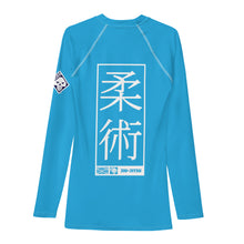 Mens Long Sleeve BJJ Rash Guard - Jiu-Jitsu 006 - Cyan BJJ Exclusive Jiu-Jitsu Jiujitsu Long Sleeve Mens Rash Guard