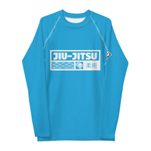 Mens Long Sleeve BJJ Rash Guard - Jiu-Jitsu 006 - Cyan BJJ Exclusive Jiu-Jitsu Jiujitsu Long Sleeve Mens Rash Guard
