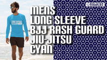 Mens Long Sleeve BJJ Rash Guard - Jiu-Jitsu 006 - Cyan
