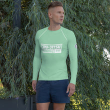 Mens Long Sleeve BJJ Rash Guard - Jiu-Jitsu 009 - Vista Blue BJJ Exclusive Jiu-Jitsu Long Sleeve Mens Rash Guard