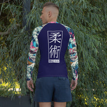Mens Long Sleeve BJJ Rash Guard - Jiu-Jitsu 021 - The Great Wave Sakura 002 BJJ Exclusive Great Wave Jiu-Jitsu Kanagawa Long Sleeve Mens Rash Guard