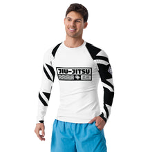 Mens Long Sleeve BJJ Rash Guard - Jiu-Jitsu 023 - Houndstooth 001 Blanc Exclusive Houndstooth Long Sleeve Mens Rash Guard