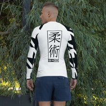 Mens Long Sleeve BJJ Rash Guard - Jiu-Jitsu 023 - Houndstooth 001 Blanc Exclusive Houndstooth Long Sleeve Mens Rash Guard