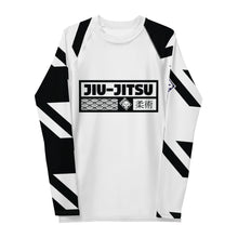 Mens Long Sleeve BJJ Rash Guard - Jiu-Jitsu 023 - Houndstooth 001 Blanc Exclusive Houndstooth Long Sleeve Mens Rash Guard
