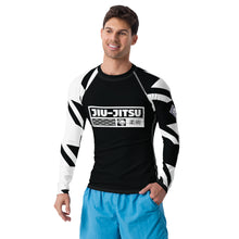 Mens Long Sleeve BJJ Rash Guard - Jiu-Jitsu 024 - Houndstooth 001 Noir Exclusive Houndstooth Long Sleeve Mens Rash Guard