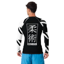 Mens Long Sleeve BJJ Rash Guard - Jiu-Jitsu 024 - Houndstooth 001 Noir Exclusive Houndstooth Long Sleeve Mens Rash Guard