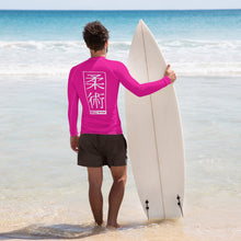 Mens Long Sleeve BJJ Rash Guard - Jiu-Jitsu 028 - Hollywood Cerise Exclusive Jiu-Jitsu Long Sleeve Mens Rash Guard