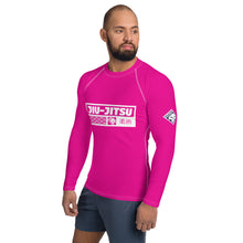 Mens Long Sleeve BJJ Rash Guard - Jiu-Jitsu 028 - Hollywood Cerise Exclusive Jiu-Jitsu Long Sleeve Mens Rash Guard