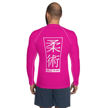 Mens Long Sleeve BJJ Rash Guard - Jiu-Jitsu 028 - Hollywood Cerise Exclusive Jiu-Jitsu Long Sleeve Mens Rash Guard