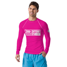 Mens Long Sleeve BJJ Rash Guard - Jiu-Jitsu 028 - Hollywood Cerise Exclusive Jiu-Jitsu Long Sleeve Mens Rash Guard