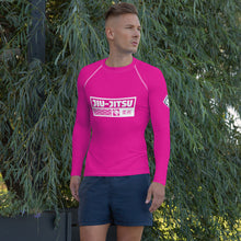 Mens Long Sleeve BJJ Rash Guard - Jiu-Jitsu 028 - Hollywood Cerise Exclusive Jiu-Jitsu Long Sleeve Mens Rash Guard