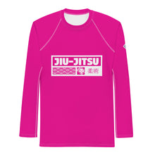 Mens Long Sleeve BJJ Rash Guard - Jiu-Jitsu 028 - Hollywood Cerise Exclusive Jiu-Jitsu Long Sleeve Mens Rash Guard