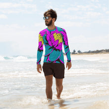 Men's Pop Art BJJ Long Sleeve Rash Guards - Roy Lichtenstein Inspired Dahlia Print 001 BJJ Boxing Dahlia Exclusive Fitness Flower Grappling gym leggings Jiu-Jitsu Leggings Long Sleeve Mens Pop Art Rash Guard Running Striking Yoga