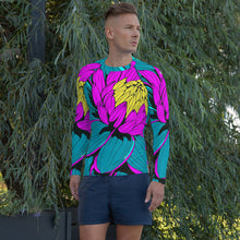 Men's Pop Art BJJ Long Sleeve Rash Guards - Roy Lichtenstein Inspired Dahlia Print 001 BJJ Boxing Dahlia Exclusive Fitness Flower Grappling gym leggings Jiu-Jitsu Leggings Long Sleeve Mens Pop Art Rash Guard Running Striking Yoga