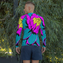 Men's Pop Art BJJ Long Sleeve Rash Guards - Roy Lichtenstein Inspired Dahlia Print 001 BJJ Boxing Dahlia Exclusive Fitness Flower Grappling gym leggings Jiu-Jitsu Leggings Long Sleeve Mens Pop Art Rash Guard Running Striking Yoga