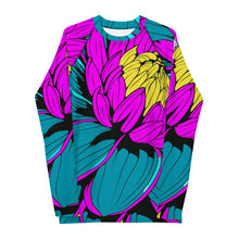 Men's Pop Art BJJ Long Sleeve Rash Guards - Roy Lichtenstein Inspired Dahlia Print 001 BJJ Boxing Dahlia Exclusive Fitness Flower Grappling gym leggings Jiu-Jitsu Leggings Long Sleeve Mens Pop Art Rash Guard Running Striking Yoga