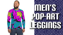 Men's Pop Art BJJ Long Sleeve Rash Guards - Roy Lichtenstein Inspired Dahlia Print 001 BJJ Boxing Dahlia Exclusive Fitness Flower Grappling gym leggings Jiu-Jitsu Leggings Long Sleeve Mens Pop Art Rash Guard Running Striking Yoga