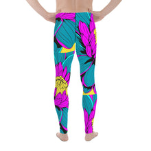 Men's Pop Art Athletic Leggings - Roy Lichtenstein Inspired Dahlia Print 001 Athletic Leggings BJJ Boxing Dahlia Exclusive Fitness Flower Grappling Jiu-Jitsu Leggings Mens Pants Pop Art Running Striking trousers Yoga