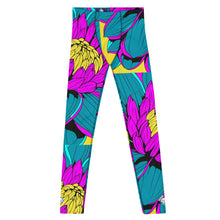 Men's Pop Art Athletic Leggings - Roy Lichtenstein Inspired Dahlia Print 001 Athletic Leggings BJJ Boxing Dahlia Exclusive Fitness Flower Grappling Jiu-Jitsu Leggings Mens Pants Pop Art Running Striking trousers Yoga