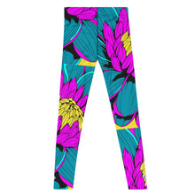 Men's Pop Art Athletic Leggings - Roy Lichtenstein Inspired Dahlia Print 001 Athletic Leggings BJJ Boxing Dahlia Exclusive Fitness Flower Grappling Jiu-Jitsu Leggings Mens Pants Pop Art Running Striking trousers Yoga