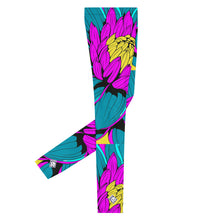 Men's Pop Art Athletic Leggings - Roy Lichtenstein Inspired Dahlia Print 001 Athletic Leggings BJJ Boxing Dahlia Exclusive Fitness Flower Grappling Jiu-Jitsu Leggings Mens Pants Pop Art Running Striking trousers Yoga