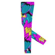 Men's Pop Art Athletic Leggings - Roy Lichtenstein Inspired Dahlia Print 001 Athletic Leggings BJJ Boxing Dahlia Exclusive Fitness Flower Grappling Jiu-Jitsu Leggings Mens Pants Pop Art Running Striking trousers Yoga