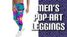 Men's Pop Art Athletic Leggings - Roy Lichtenstein Inspired Dahlia Print 001 Athletic Leggings BJJ Boxing Dahlia Exclusive Fitness Flower Grappling Jiu-Jitsu Leggings Mens Pants Pop Art Running Striking trousers Yoga