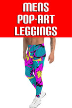 Men's Pop Art Athletic Leggings - Roy Lichtenstein Inspired Dahlia Print 001 Athletic Leggings BJJ Boxing Dahlia Exclusive Fitness Flower Grappling Jiu-Jitsu Leggings Mens Pants Pop Art Running Striking trousers Yoga