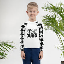 Old School Style: Boy's Houndstooth Long Sleeve Classic Judo BJJ Rash Guard Boys Exclusive Houndstooth Judo Kids Long Sleeve Rash Guard