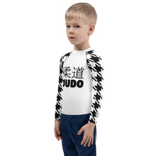 Old School Style: Boy's Houndstooth Long Sleeve Classic Judo BJJ Rash Guard Boys Exclusive Houndstooth Judo Kids Long Sleeve Rash Guard