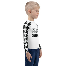Old School Style: Boy's Houndstooth Long Sleeve Classic Judo BJJ Rash Guard Boys Exclusive Houndstooth Judo Kids Long Sleeve Rash Guard