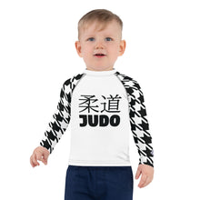 Old School Style: Boy's Houndstooth Long Sleeve Classic Judo BJJ Rash Guard Boys Exclusive Houndstooth Judo Kids Long Sleeve Rash Guard