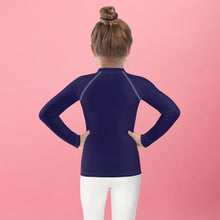 Playful Protection: Kid's Solid Color Rash Guards for Girls - Midnight Blue Exclusive Girls Kids Long Sleeve Rash Guard Solid Color Swimwear