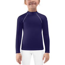 Playful Protection: Kid's Solid Color Rash Guards for Girls - Midnight Blue Exclusive Girls Kids Long Sleeve Rash Guard Solid Color Swimwear