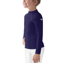 Playful Protection: Kid's Solid Color Rash Guards for Girls - Midnight Blue Exclusive Girls Kids Long Sleeve Rash Guard Solid Color Swimwear