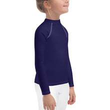 Playful Protection: Kid's Solid Color Rash Guards for Girls - Midnight Blue Exclusive Girls Kids Long Sleeve Rash Guard Solid Color Swimwear