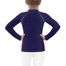 Playful Protection: Kid's Solid Color Rash Guards for Girls - Midnight Blue Exclusive Girls Kids Long Sleeve Rash Guard Solid Color Swimwear