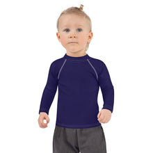 Playful Protection: Kid's Solid Color Rash Guards for Girls - Midnight Blue Exclusive Girls Kids Long Sleeve Rash Guard Solid Color Swimwear