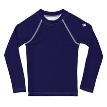 Playful Protection: Kid's Solid Color Rash Guards for Girls - Midnight Blue Exclusive Girls Kids Long Sleeve Rash Guard Solid Color Swimwear