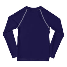 Playful Protection: Kid's Solid Color Rash Guards for Girls - Midnight Blue Exclusive Girls Kids Long Sleeve Rash Guard Solid Color Swimwear