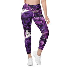 Purple Petals Performance: Women's Running Leggings from Mile After Mile Exclusive Leggings Pockets Running Tights Womens