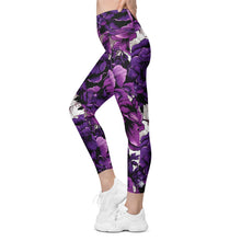 Purple Petals Performance: Women's Running Leggings from Mile After Mile Exclusive Leggings Pockets Running Tights Womens