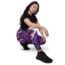 Purple Petals Performance: Women's Running Leggings from Mile After Mile Exclusive Leggings Pockets Running Tights Womens